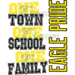 Personalized Yellow One Town One School One Family