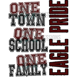 Personalized Maroon One Town One School One Family