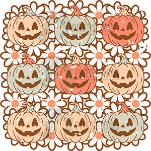 pumpkins with daisies