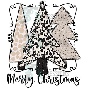 Merry Christmas Boho Dalmatian Tree Trio