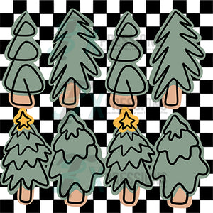 Christmas Trees checkered background