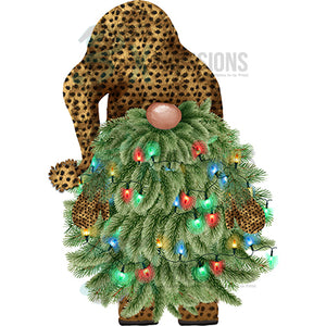 Christmas Pine Leopard Gnome with Lights