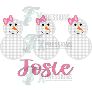 Personalized grey and pink snowman