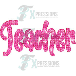 Teacher Pink Diamond Glitter Bling