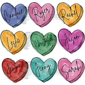 Personalized Sleeve Hearts (3.5 in each)