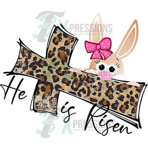 He Is Risen leopard cross Easter