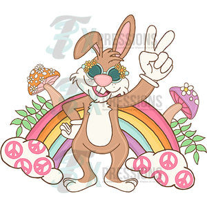 Peace rainbow Easter Bunny