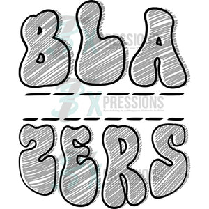 Personalized Sketch Mascot Names BLAZERS GRAY BLACK