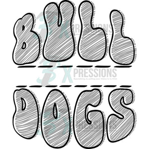 Personalized Sketch Mascot Names BULLDOGS GRAY BLACK
