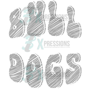 Personalized Sketch Mascot Names BULLDOGS GRAY WHITE