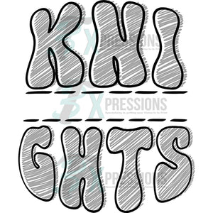 Personalized Sketch Mascot Names KNIGHTS GRAY BLACK