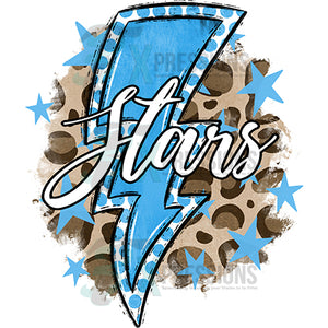 Personalized Light Blue Bolt and Stars