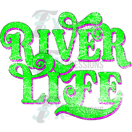 River Life Swirl Distressed Neon Pink Green