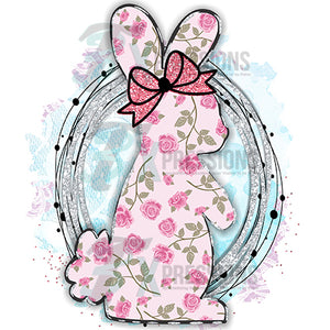 Floral Bunny with Glitter background