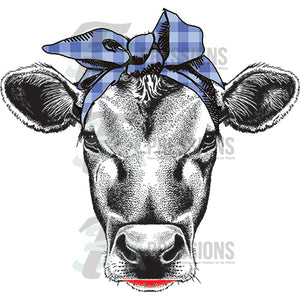 Cow - Blue Gingham Scarf - 3T Xpressions