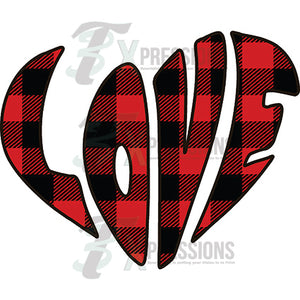 Buffalo Plaid Love heart - 3T Xpressions