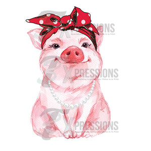 Piggie Red Bandana And Pearls - 3T Xpressions
