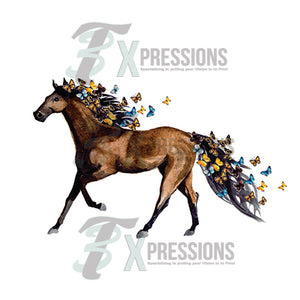 Water Color Horse With Butterflies - 3T Xpressions