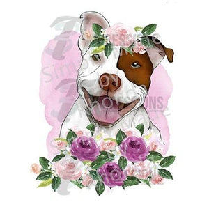 HTV Red Nose Pit Bull With Flowers - 3T Xpressions