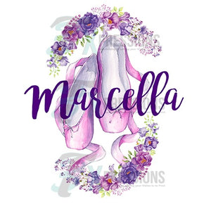 Personalized Ballet Slippers Floral - 3T Xpressions