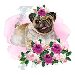 Pug Dog With Flowers - 3T Xpressions
