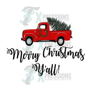 Merry Christmas Ya'll Red Truck