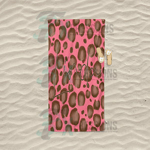 Perosnalized Pink Leopard Beach Towel