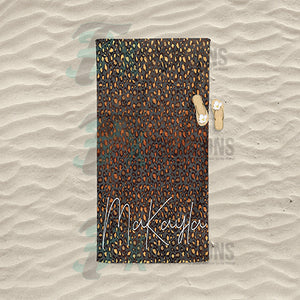 Personalized Brown Leopard Glitter Beach Towel