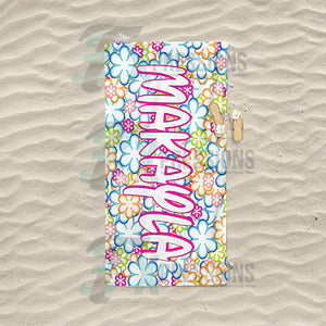 Personalized Flower Power Beach Towel