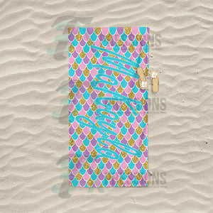 Personalized Mermaid Scale Beach Towel