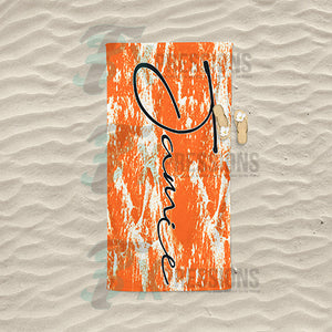 Personalized Orange Bleached Beach Towel