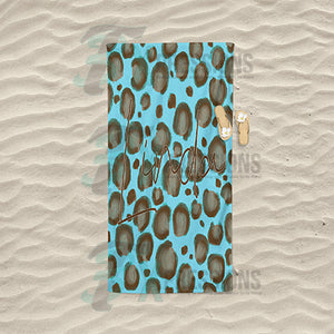 Personalized Teal Leopard Beach Towel