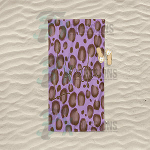 Pesonalized Purple Leopard Beach Towel