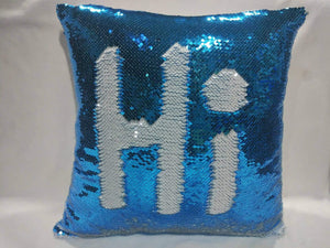 Light Blue and White Sequin Pillow