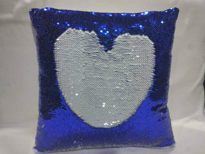 Dark Blue and White Sequin Pillow