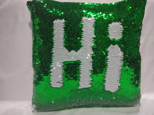 Green & White Sequin Pillows